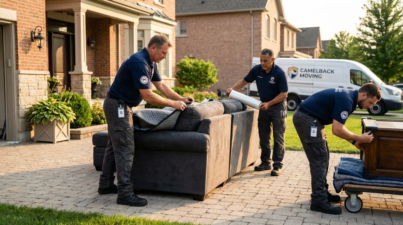 Large estate moving crew wrapping furniture in Stromsburg, NE