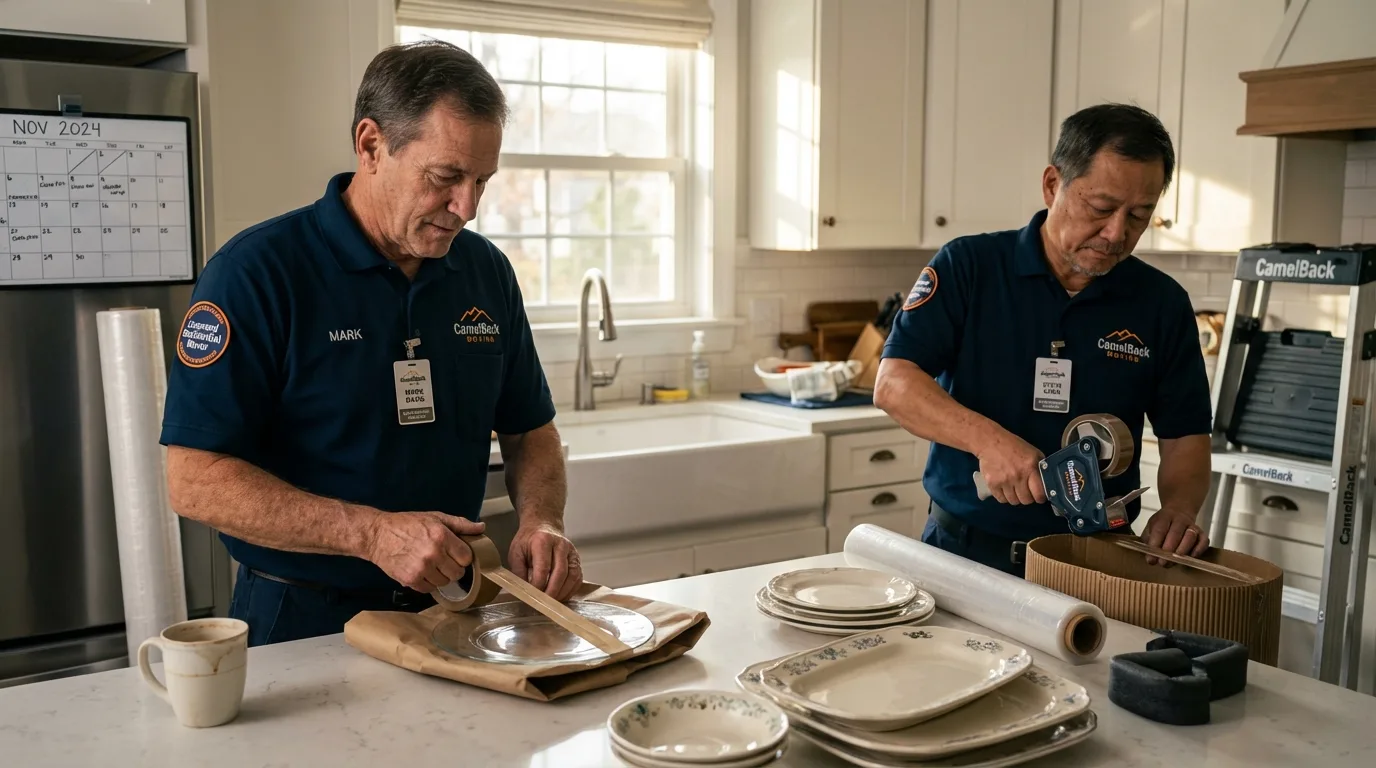 Professional crew packing kitchen dishware in Stromsburg, NE